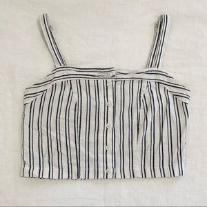 Brandy Melville Crop Top White & Navy Striped Small